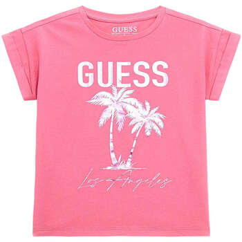 Abbigliamento Bambina T-shirt maniche corte Guess T-shirt stretch logo frontale J4GI22K6YW4 Rosa