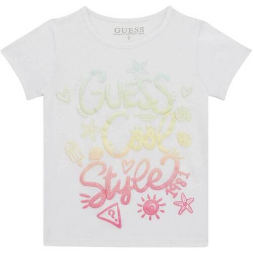 Abbigliamento Bambina T-shirt maniche corte Guess T-shirt a maniche corte con logo  multicolore K4GI04K6YW1 Bianco
