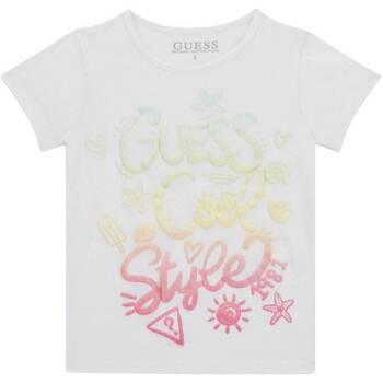 Abbigliamento Bambina T-shirt maniche corte Guess T-shirt a maniche corte con logo  multicolore K4GI04K6YW1 Bianco