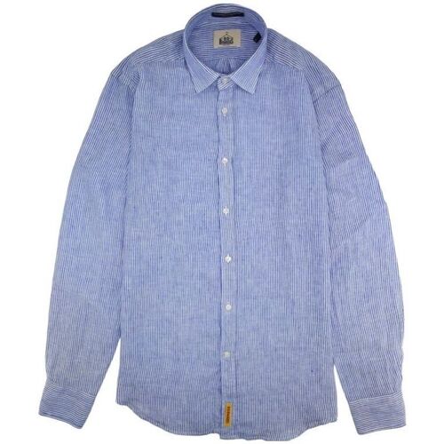 Abbigliamento Uomo Camicie maniche lunghe Bd Baggies Camicia Bradford Linen Stripes Uomo White/Blue Blu