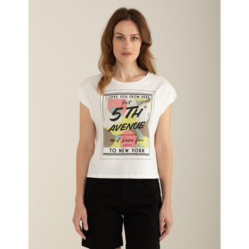 Abbigliamento Donna T-shirt maniche corte Fred Mello T-shirt girocollo  Stampa laminata FW24S15TG Bianco