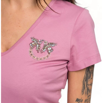 Pinko t-shirt rosa logo gioiello Rosa