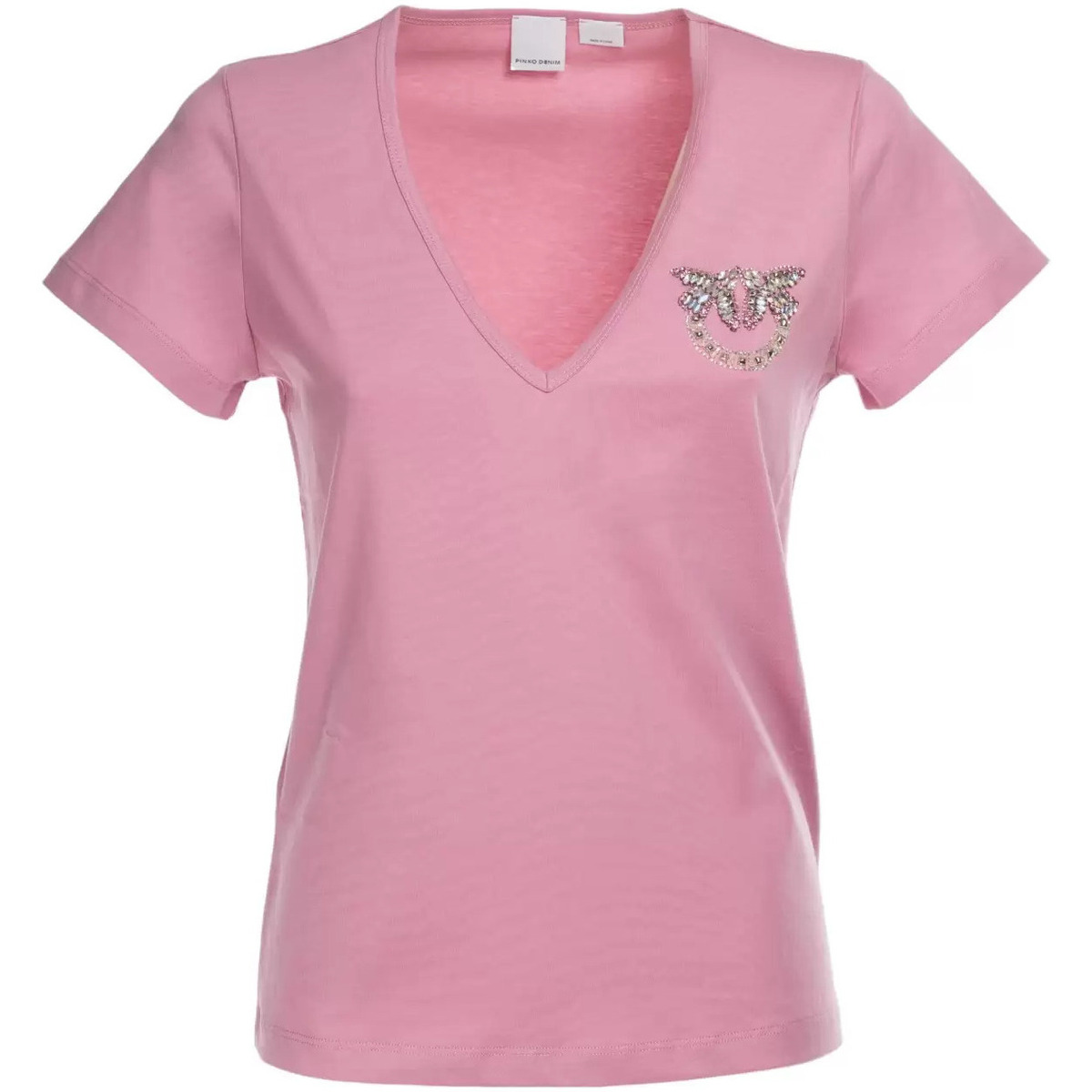Abbigliamento Donna T-shirt & Polo Pinko t-shirt rosa logo gioiello Rosa