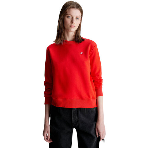 Abbigliamento Donna T-shirts a maniche lunghe Calvin Klein Jeans CK EMBRO BADGE CREWNECK Rosso