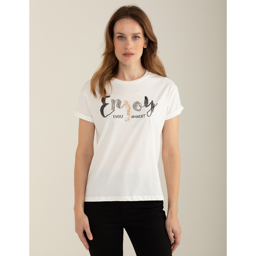 Abbigliamento Donna T-shirt maniche corte Fred Mello T-shirt girocollo  Stampa laminata FW24S21TG Bianco