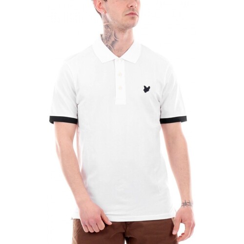 Abbigliamento Uomo T-shirt & Polo Lyle & Scott Polo Con Dettagli A Contrasto White  Dark Navy Bianco