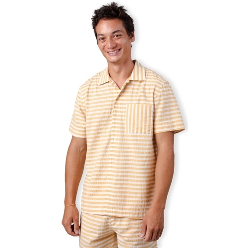 Abbigliamento Uomo Camicie maniche lunghe Brava Fabrics Stripes Overshirt - Sand Giallo