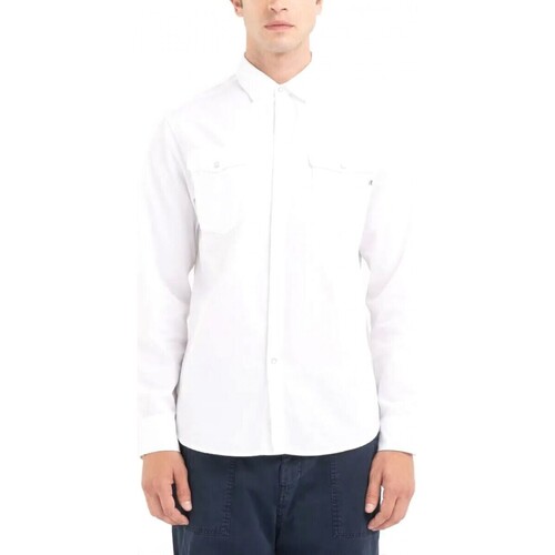 Abbigliamento Uomo T-shirt & Polo Replay Camicia In Denim Bianco Bianco
