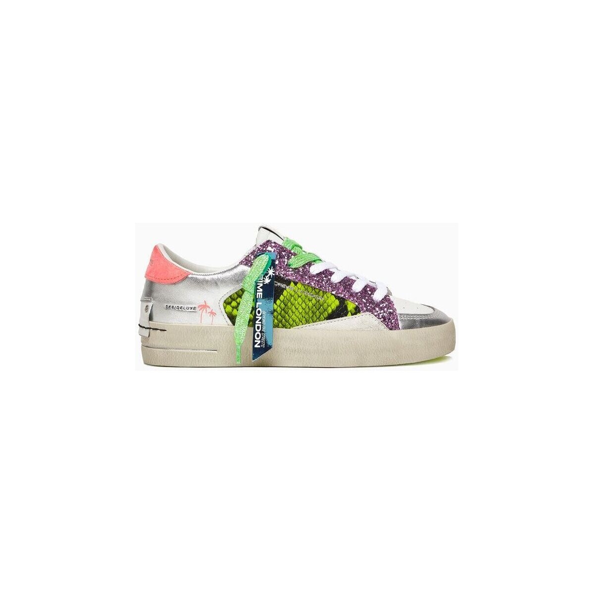 Scarpe Donna Sneakers Crime London SK8 DELUXE 27109-PP6 WHITE/GREEN/VIOLET Bianco