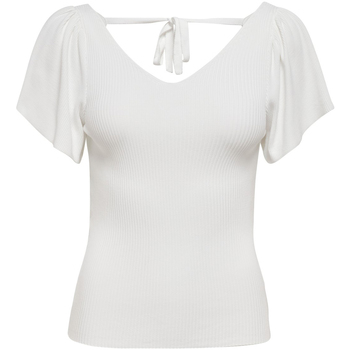 Abbigliamento Donna T-shirt maniche corte Only ONLLEELO S/S BACK PULLOVER KNT NOOS 15203888 Bianco