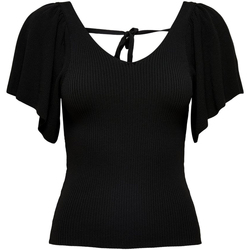 Abbigliamento Donna T-shirt maniche corte Only ONLLEELO S/S BACK PULLOVER KNT NOOS 15203888 Nero