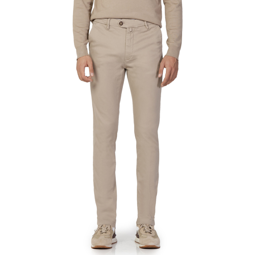 Abbigliamento Uomo Pantaloni Borghese Firenze - Pantalone Elegante Twill - Fit Slim Beige