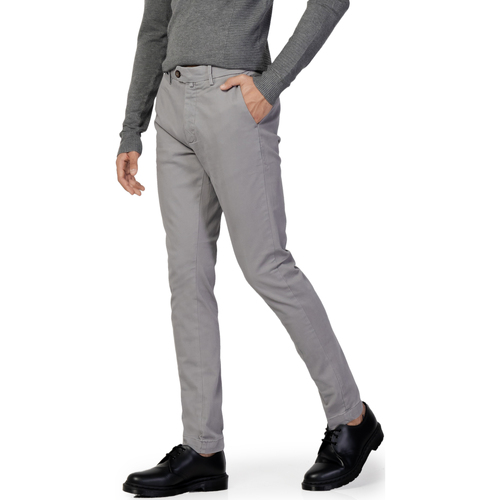 Abbigliamento Uomo Pantaloni Borghese Firenze - Pantalone Elegante Twill - Fit Slim Grigio