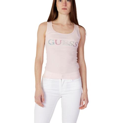 Abbigliamento Donna Top / T-shirt senza maniche Guess COLORFUL LOGO TANK TOP W3GP43K9I51 Rosa