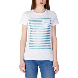Abbigliamento Donna T-shirt maniche corte Love Moschino GLITTER STRIPES W 4 F73 2T M 3876 Bianco