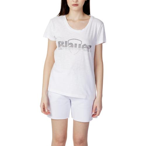 Abbigliamento Donna T-shirt maniche corte Blauer LOGO PAILLETTES 23SBLDH02405-005707 Bianco