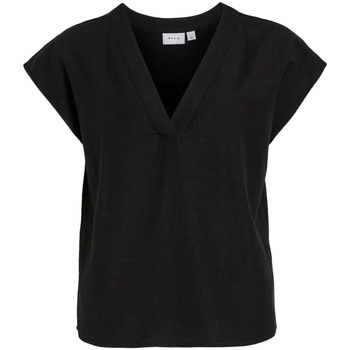 Abbigliamento Donna T-shirt maniche corte Vila VIPRISILLA V-NECK S/S TOP - NOOS 14085294 Nero