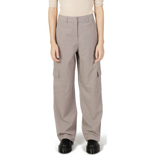 Abbigliamento Donna Pantaloni Only ONLJOSS HW STRAIGHT CARGO CHECK PANT TLR 15306277 Beige