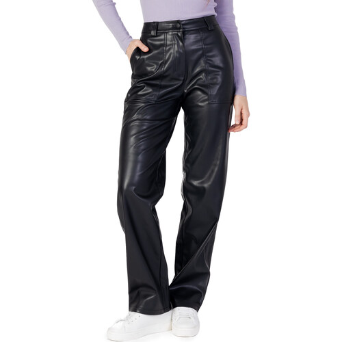 Abbigliamento Donna Pantaloni Calvin Klein Jeans J20J221385 - FAUX LEATHER HIGH Nero