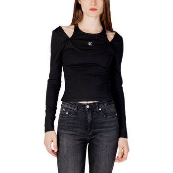 Abbigliamento Donna T-shirts a maniche lunghe Calvin Klein Jeans DOUBLE LAYER MILANO J20J221416 Nero