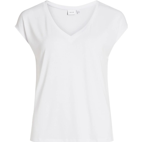 Abbigliamento Donna T-shirt maniche corte Vila 14074847 - VIMODALA V-NECK S/S SU NOOS Bianco