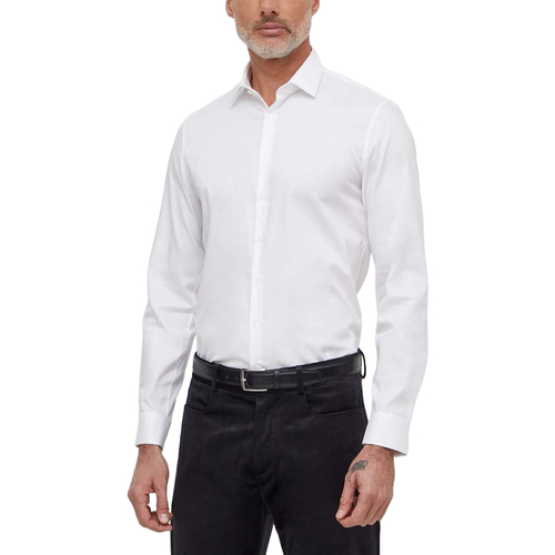 Abbigliamento Uomo Camicie maniche lunghe Calvin Klein Jeans STRETCH COLLAR 2COLO K10K112299 Bianco
