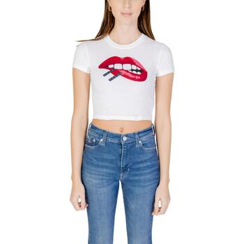 Abbigliamento Donna T-shirt maniche corte Tommy Hilfiger SLIM CRP WASHED DW0DW17373 Bianco