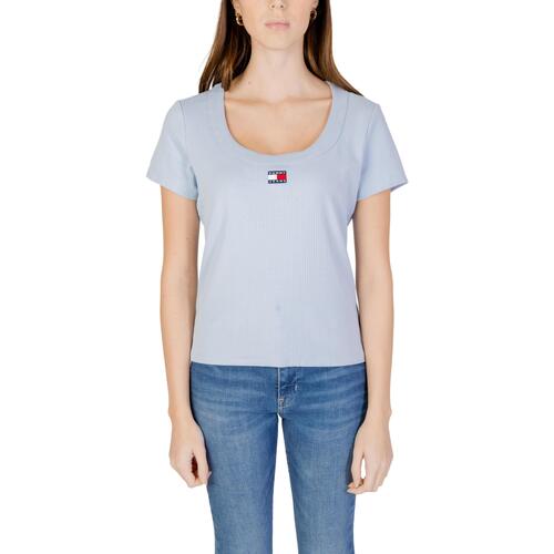 Abbigliamento Donna T-shirt maniche corte Tommy Hilfiger SLIM BADGE RIB DW0DW17396 Blu