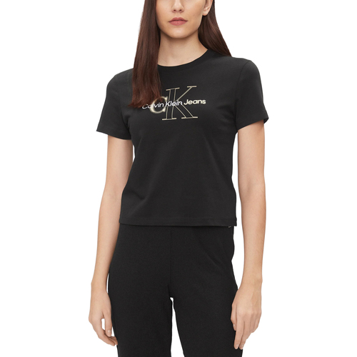 Abbigliamento Donna T-shirt maniche corte Calvin Klein Jeans BOLD MONOLOGO BABY J20J222639 Nero