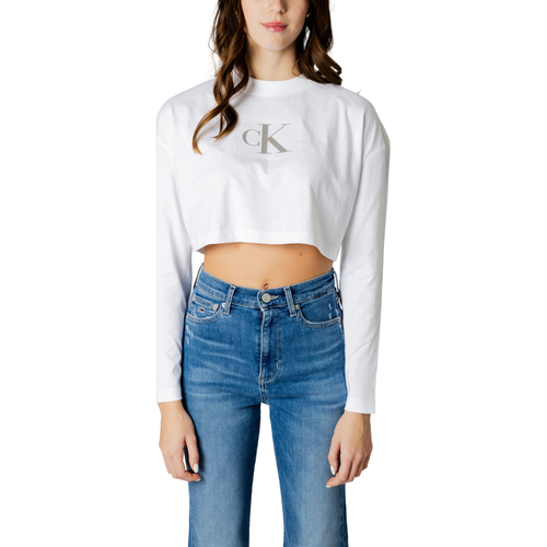 Abbigliamento Donna T-shirts a maniche lunghe Calvin Klein Jeans SEQUIN LONG SLEEVE J20J223252 Bianco