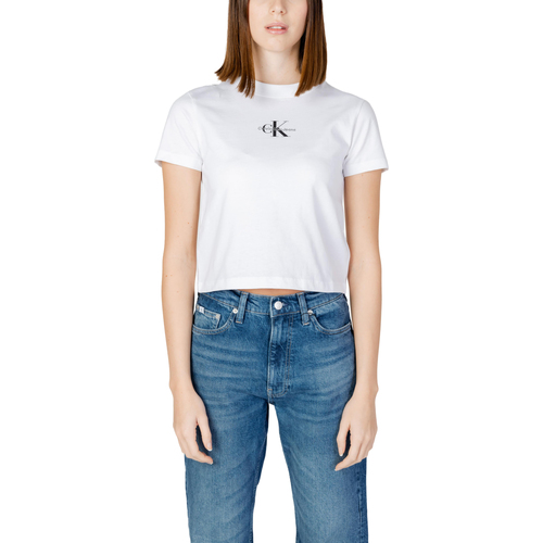 Abbigliamento Donna T-shirt maniche corte Calvin Klein Jeans MONOLOGO BABY J20J223113 Bianco