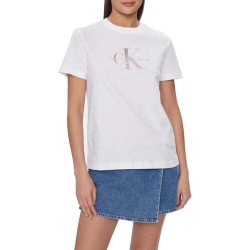 Abbigliamento Donna T-shirt maniche corte Calvin Klein Jeans DIFFUSED MONOLOGO J20J223264 Bianco