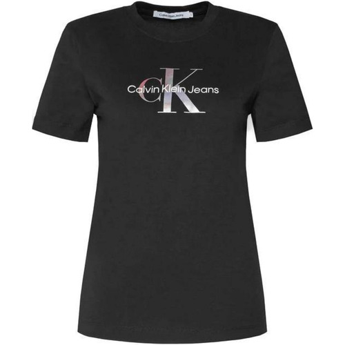 Abbigliamento Donna T-shirt maniche corte Calvin Klein Jeans DIFFUSED MONOLOGO J20J223264 Nero