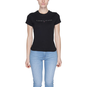 Abbigliamento Donna T-shirt maniche corte Tommy Hilfiger SLIM TONAL LINEA DW0DW17827 Nero