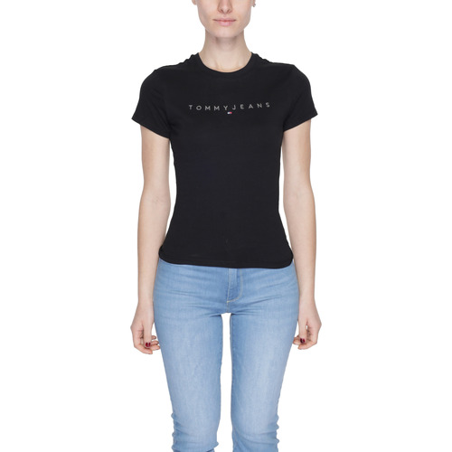 Abbigliamento Donna T-shirt maniche corte Tommy Hilfiger SLIM TONAL LINEA DW0DW17827 Nero