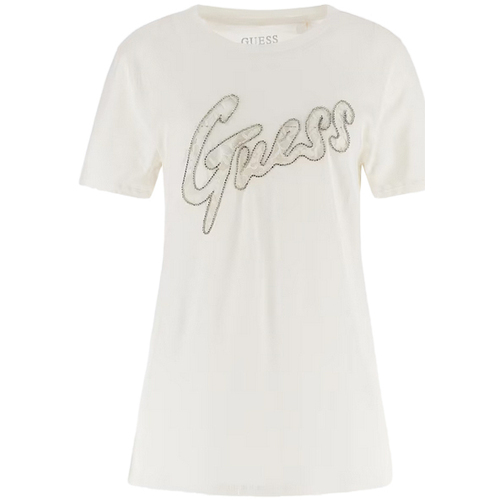 Abbigliamento Donna T-shirt maniche corte Guess LACE LOGO EASY W4RI25 K9RM1 Bianco