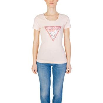 Abbigliamento Donna T-shirt maniche corte Guess RN SATIN TRIANGLE W4GI21 J1314 Rosa