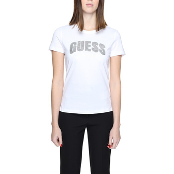 Abbigliamento Donna T-shirt maniche corte Guess RN SEQUINS LOGO W4GI31 I3Z14 Bianco