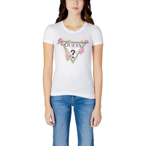 Abbigliamento Donna T-shirt maniche corte Guess SS RN FLORAL TRIANGLE W4RI28 J1314 Bianco