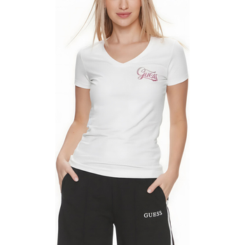 Abbigliamento Donna T-shirt maniche corte Guess SS VN SHADED GLITTER W4RI55 J1314 Bianco
