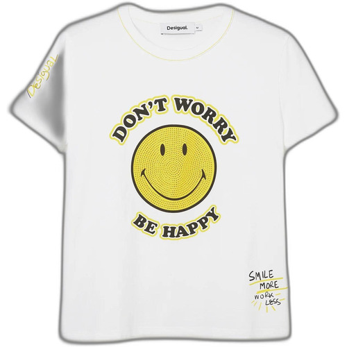Abbigliamento Donna T-shirt maniche corte Desigual MORE SMILEY 24SWTKAL Bianco