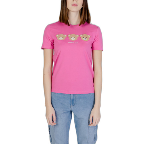 Abbigliamento Donna T-shirt maniche corte Only Onlteresa Reg S/S Teddy Box Jrs 15316954 Rosa