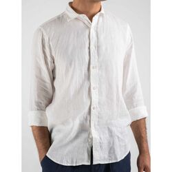 Abbigliamento Uomo Camicie maniche lunghe Gianni Lupo Camicia in lino con colletto GL7619S Bianco