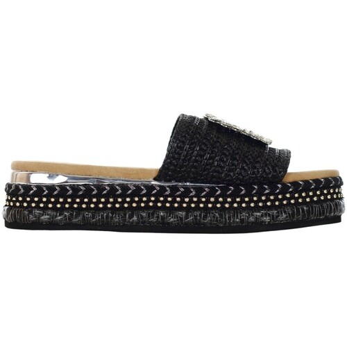 Scarpe Donna Pantofole Exé Shoes Ciabatta con accessorio in strass Nero
