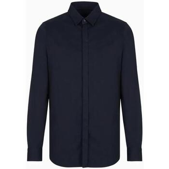 Abbigliamento Uomo Camicie maniche lunghe Armani Exchange Camicia slim fit in satin stretch 8NZCBDZN10Z Blu