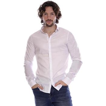 Abbigliamento Uomo Camicie maniche lunghe Armani Exchange Camicia regular fit in cotone satinato 8NZC49ZNYXZ Bianco