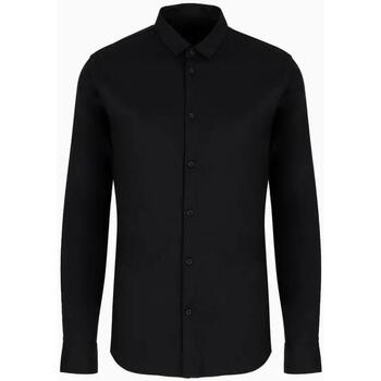 Abbigliamento Uomo Camicie maniche lunghe Armani Exchange Camicia regular fit in cotone satinato 8NZC49ZNYXZ Nero