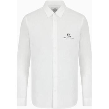 Abbigliamento Uomo Camicie maniche lunghe Armani Exchange Camicia con logo in popeline 8NZCP2ZNBJZ Bianco