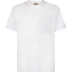 Abbigliamento Uomo T-shirt & Polo Mc2 Saint Barth T-shirt bianca con logo in jersey di lino 