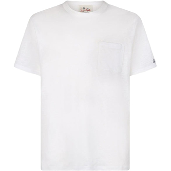 Image of T-shirt & Polo Mc2 Saint Barth T-shirt bianca con logo in jersey di lino